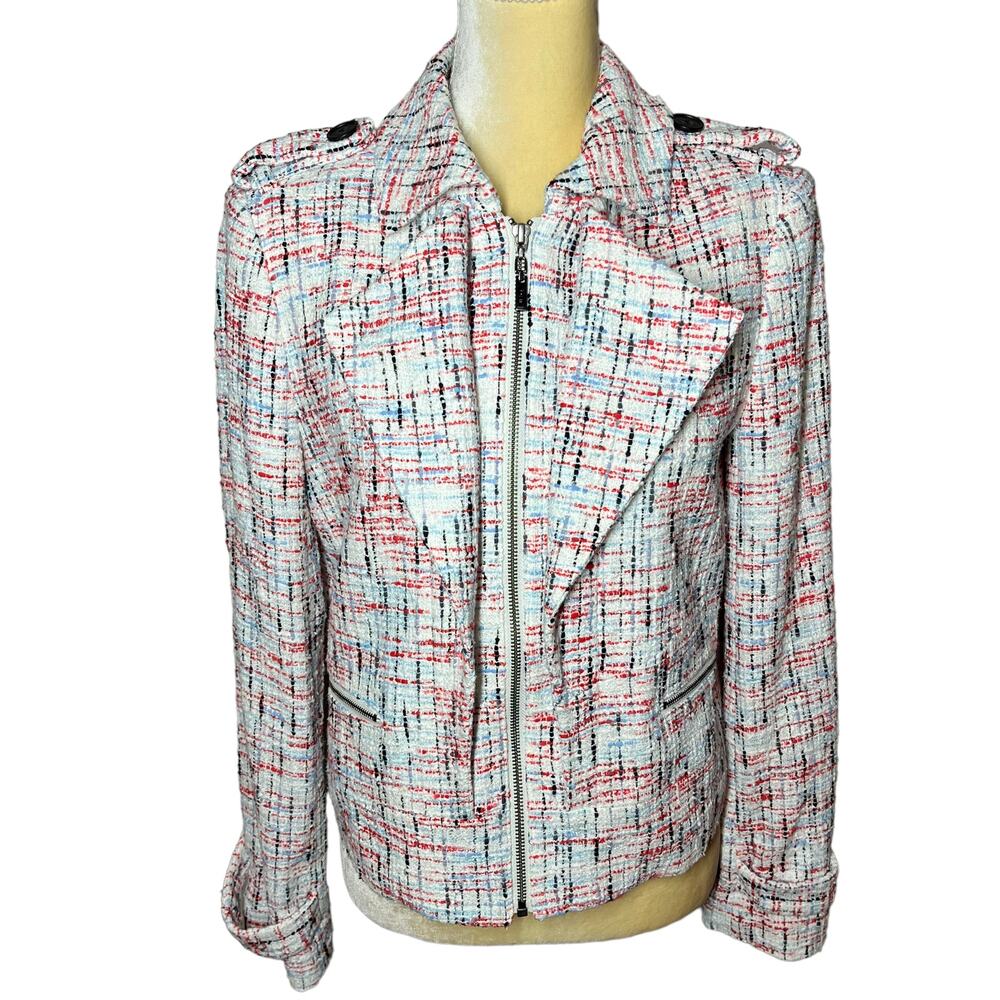 ICB New York Womens Tweed Blazer Jacket Zipper Size 6